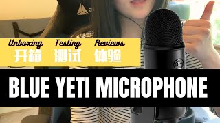 BLUE YETI Microphone Unboxing & Testing & Reviews [Eng Sub/中文]
