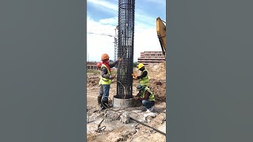 Placing Rebar Cage in Bored Hole #construction #boredpile