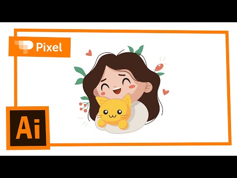 Рисуем девочку с котиком в Adobe Illustrator | уроки для новичков