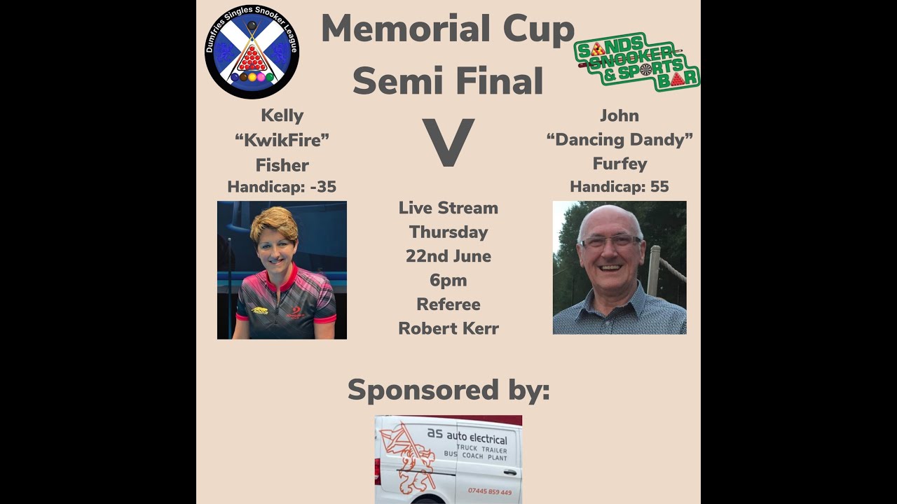 Kelly Fisher v John Furfey Memorial Cup Semi Final Sponsored by As Auto