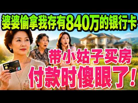婆婆偷拿我存有840萬的銀行卡，帶小姑子去買房；我沒揭穿，只做了一件事，付款時她傻眼了