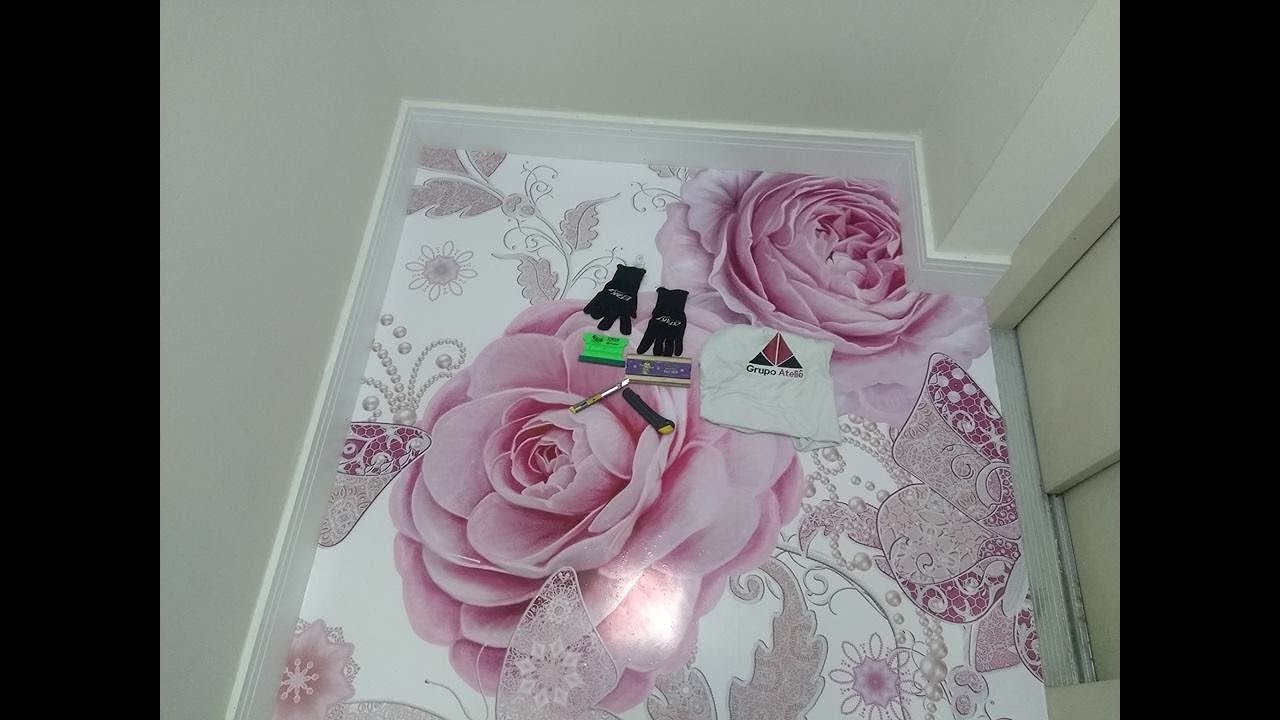 PISO DECORATIVO COM ROSA / PORCELANATO LIQUIDO 2D
