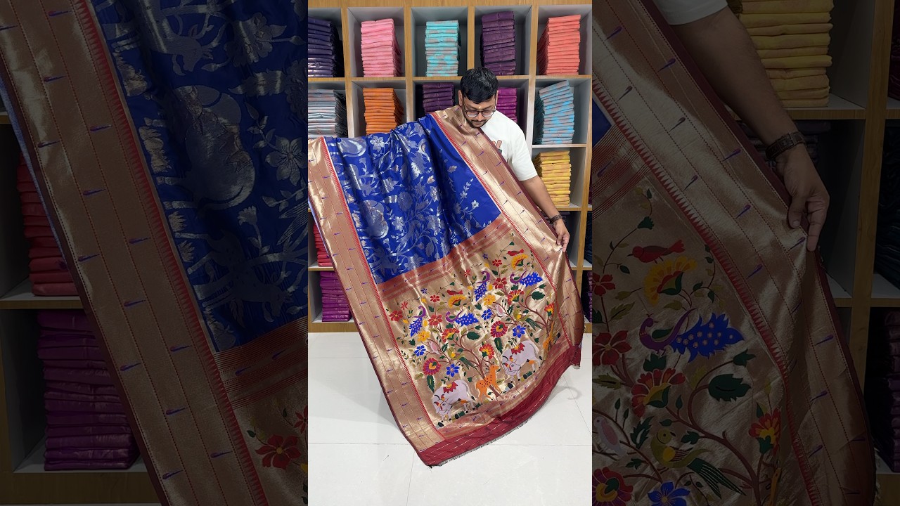 Maharashtrian 3D Pichwai Soft Silk Paithani Saree