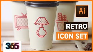 Retro Icon Set | Illustrator CC Tutorial #231/365 screenshot 1