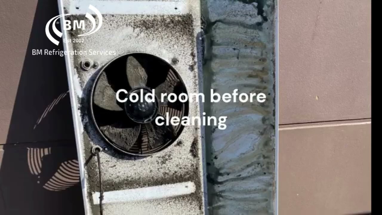 Dust-clogged heat exchanger cleaned—boosted performance, extended coldroom life, improved efficiency