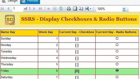 SSRS  - How to display Radio Buttons
