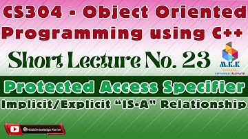 CS304 Short Lecture 23 | Protected Access Specifier | Implicit Explicit IS-A Relationships in OOP