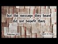 Thought for May 31st ' but the message they heard did not benefit them 'Heb 4vs2