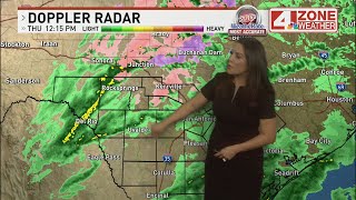 Doppler radar spotting sleet in Hill Country and rains move through