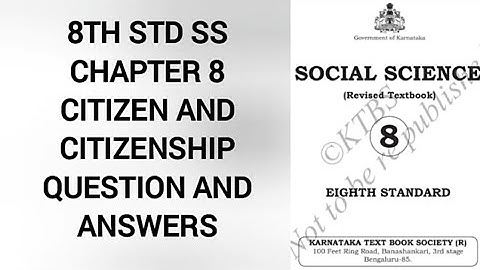 #8th Std #SS #Chapter 8 #Citizen and Citizenship Question and Answers