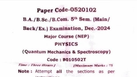 Quantum mechanics and spectroscopy B.Sc.5th sem| Maa Shakumbhari university | Physics