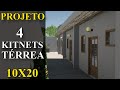 4 kitnets de 21m² térrea - terreno 10x20 | viver de kitnet | kitnet para alugar