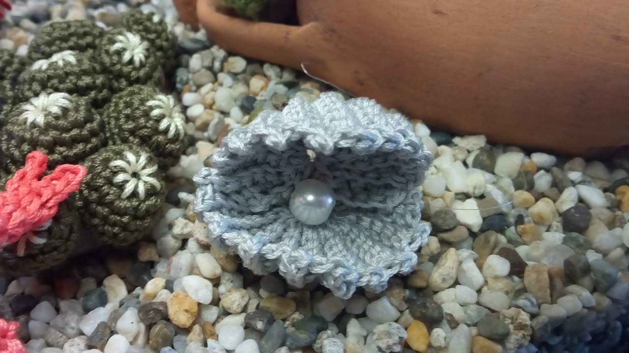 tutorial #conchiglia con #perla #acquario #uncinetto - #Crochet #FishTank #shell #pearl