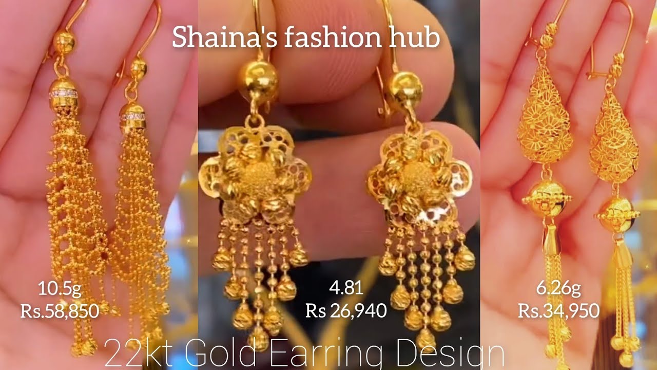 22K Gold Earrings For Women - 235-GER15736 in 2.600 Grams