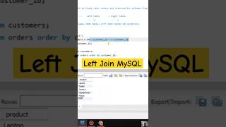 LEFT JOIN in MySQL | SQL Join Tutorial for Beginners | #mysql  #python #pythontutorial