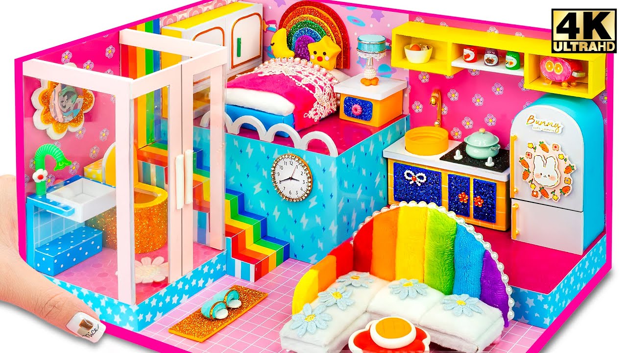 Most Creative Build Cute Rainbow House from Carton for a Family ️ DIY