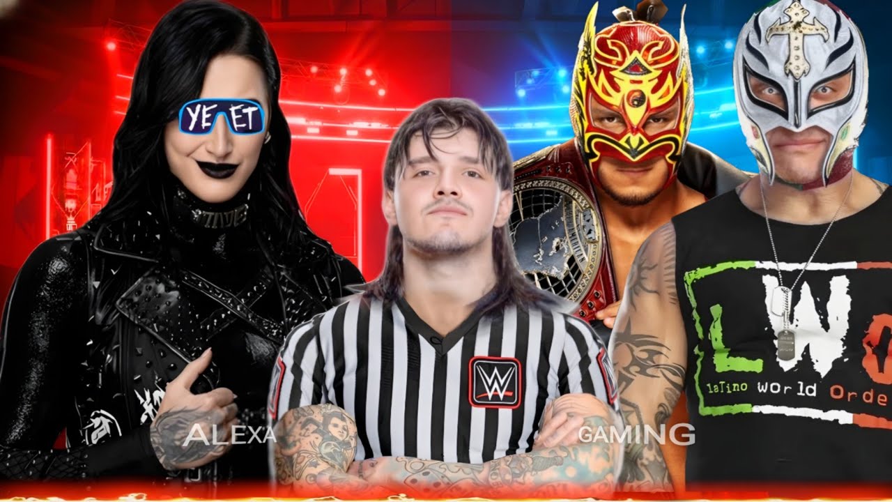 WWE 2K25 - 1 VS 2 Handicap Tag Special Referee Match | YEET Rhea Ripley VS Dragon Lee Rey Mysterio 