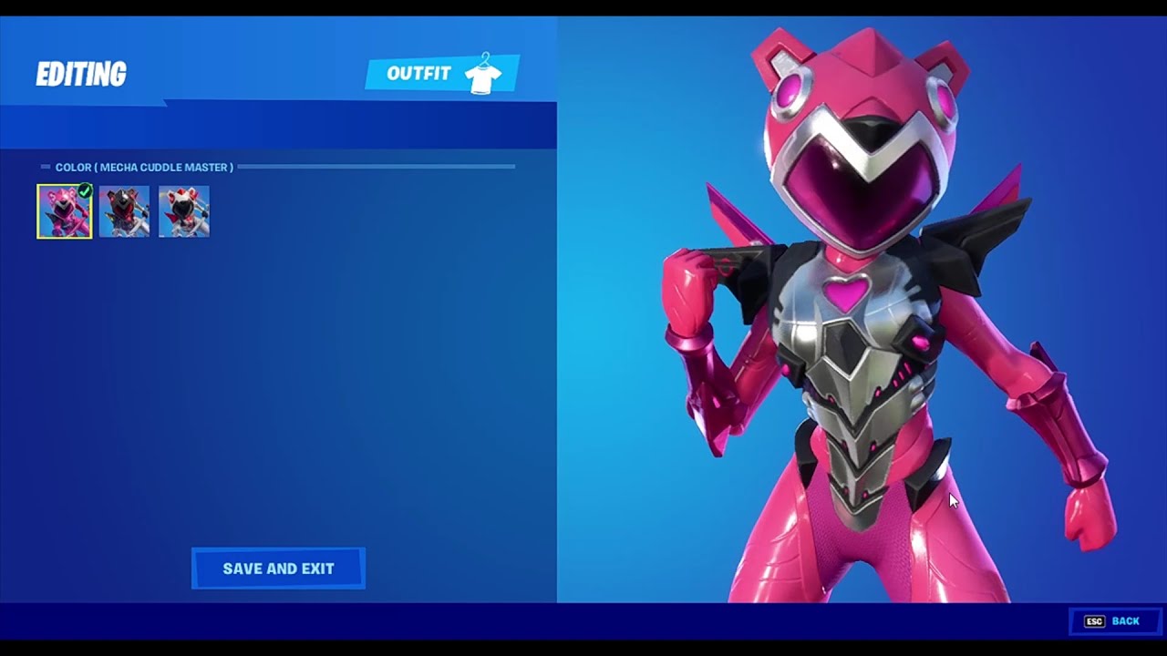 fortnite mecha cuddle master outfit showcase and 