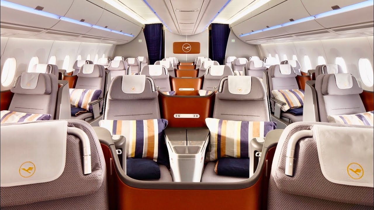 ⁣Lufthansa Airbus A350 Business Class from Munich to New Delhi