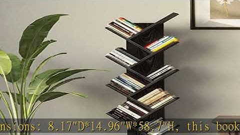 Rolanstar Bookshelf with Drawer,9 Shelf Tree Bookshelf,Retro Bookcase,Wooden Storage Rack for CDs/M