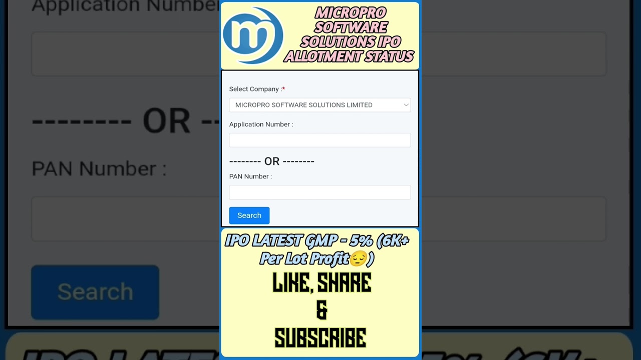 Allotment Status - Micropro Software Solutions IPO | Current GMP📉 