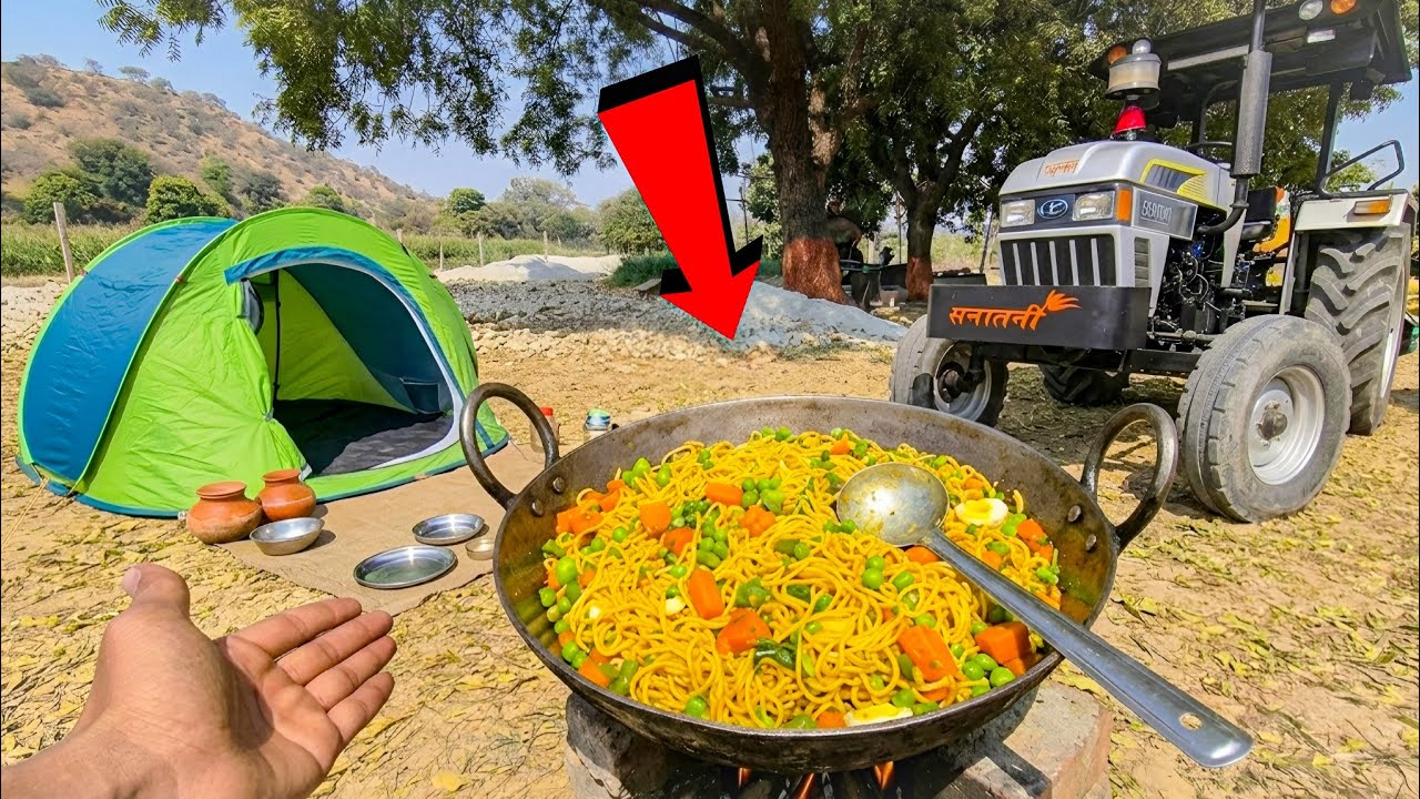 Tractor Picnic Adventure 🚜🌿 Outdoor Noodles Cooking ASMR | Relaxing Village Life Vlog POV 4K