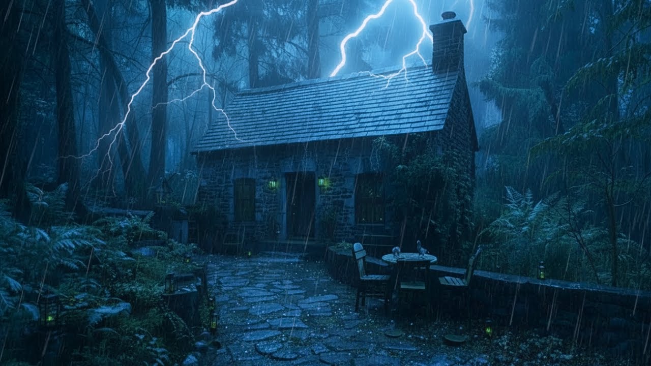 Say Goodbye to Insomnia | Heavy Rain in the Night Forest | Deep Sleep ...