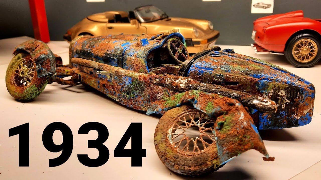 Starinnyy Bugatti Type 59 1934 goda, restavratsiya broshennogo sportivnogo avtomobilya, chast' 2
