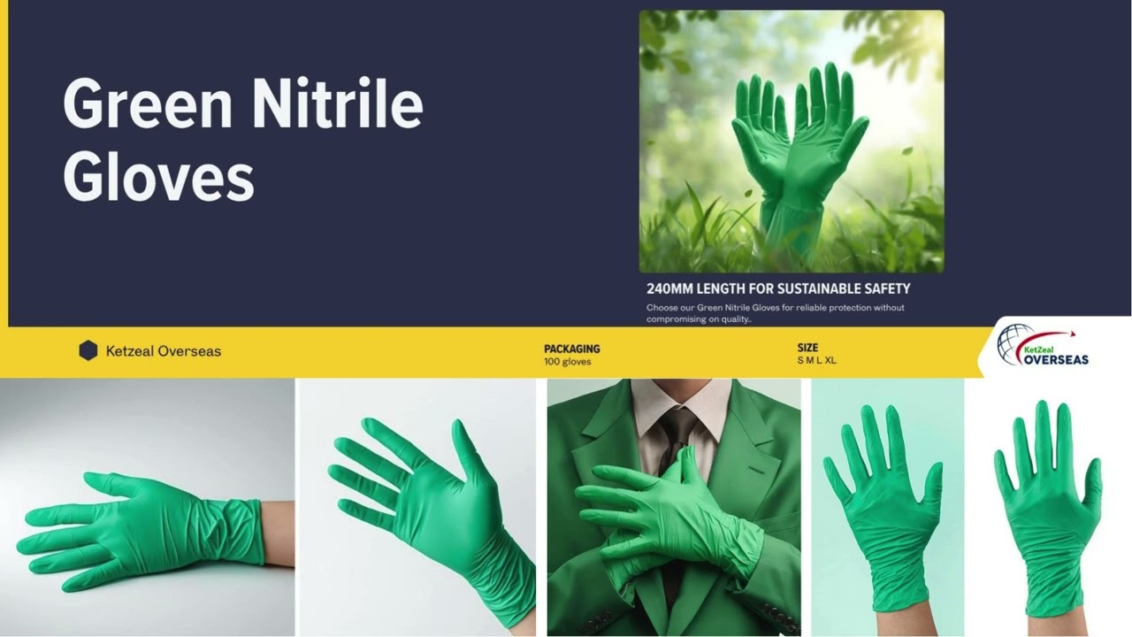 Blue, Black & Green Nitrile Gloves – Disposable Industrial & Cleaning Gloves | Ketzeal Overseas