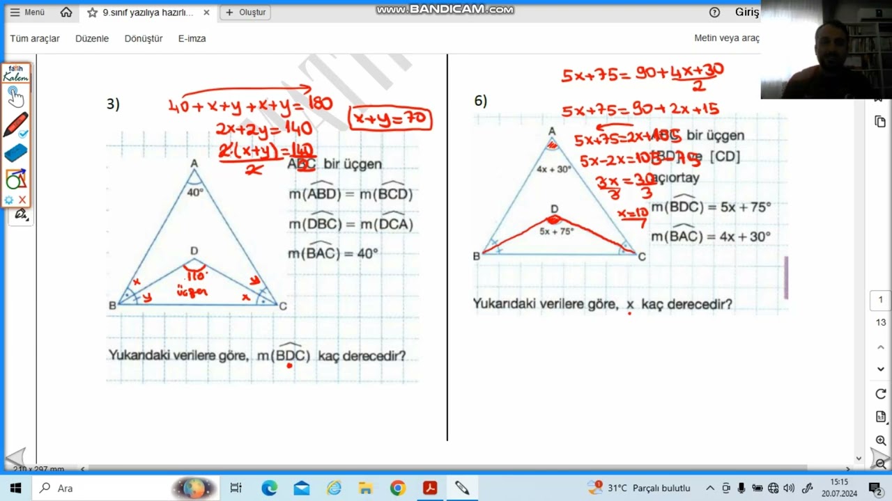 ÜÇGENLER YAZILIYA HAZIRLIK TESTİ PART 1...