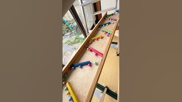 Marble Run (Course with Folding Rain Gutters, Wooden Sound Devices and Rotating Buckets) #6 #ASMR
