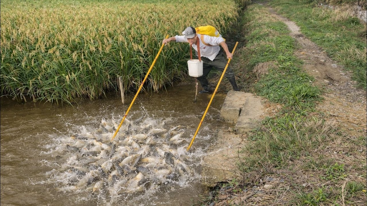 Ultimate Fishing Technique in Rice Fields – Instantly Addictive! - YouTube