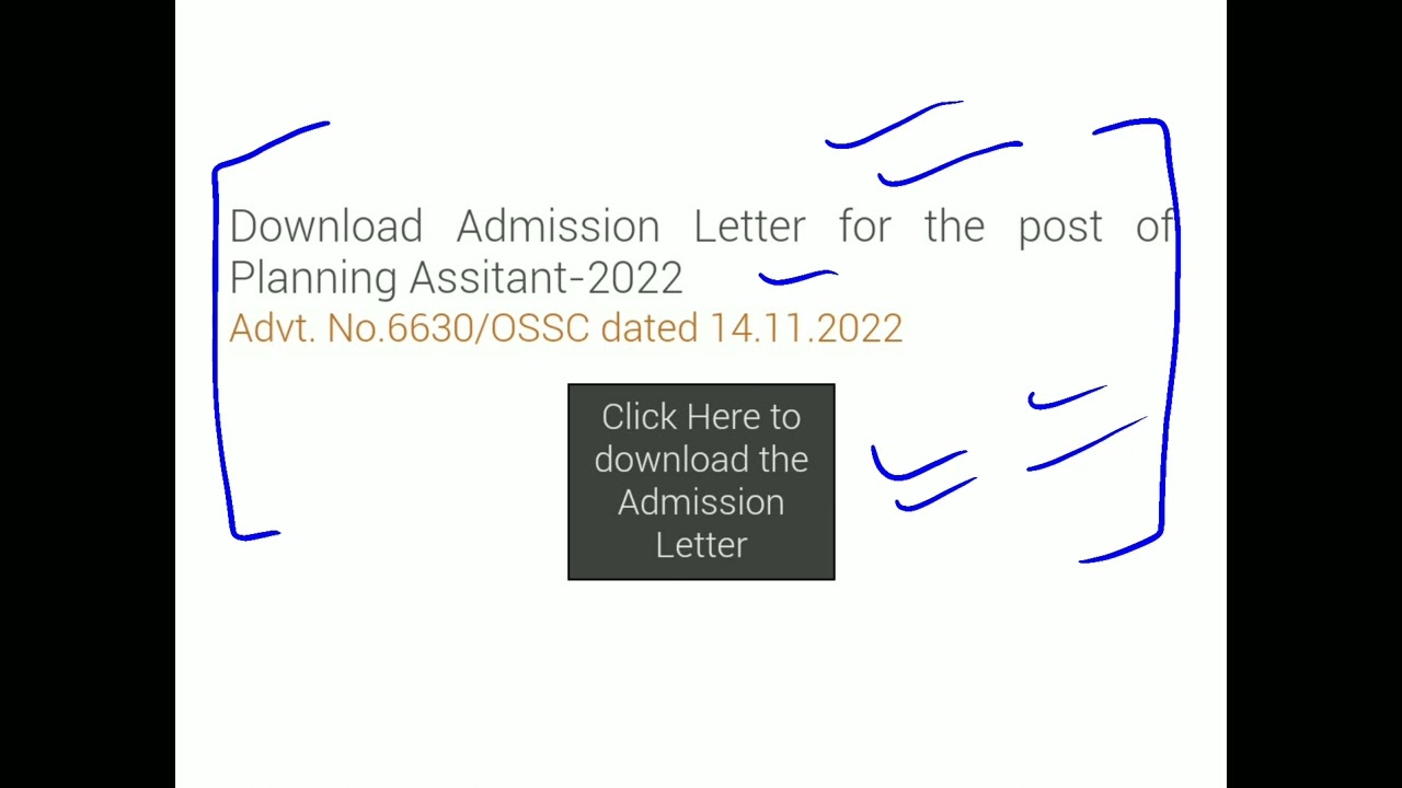 OSSC Planning Assistant Admission Letter 2022 Out To Download Admission Letter Link In Description.