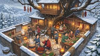 Spicy Winter Feast Prepared Amidst Mountain Snow 🌶️❄️ Ghibli Style