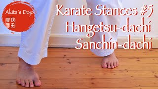 Karate Stances 5 Sanchin-Dachi Hangetsu-Dachi 空手の立ち方三戦立半月立Akitas Karate Video