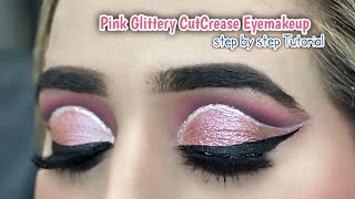 PINK GLITTERY DOUBLE CUT CREASE Eye Makeup | Step-by-Step Glam Tutorial for Beginners 💖✨