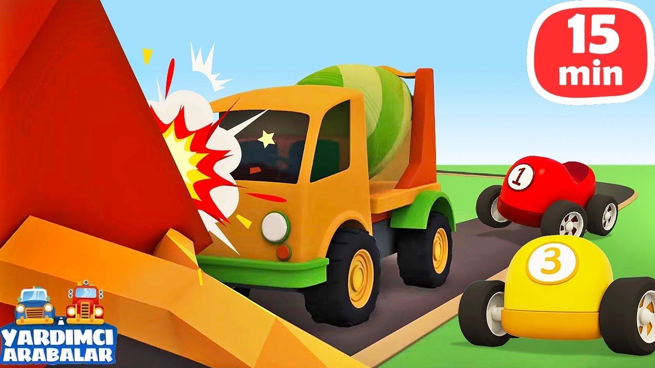 Çizgi film izle! Yardımcı Arabalar - Beton mikseri, Tamirhane, Konteyner! ÖZEL bölümler