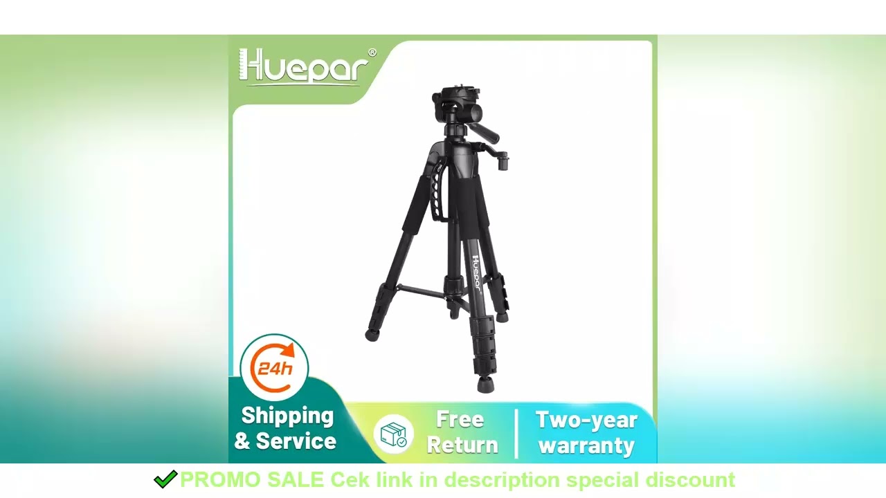 Huepar Multi-function Travel Camera Tripod 56"/143cm Adjustable Laser Level Tripod with 3-Way Swivel