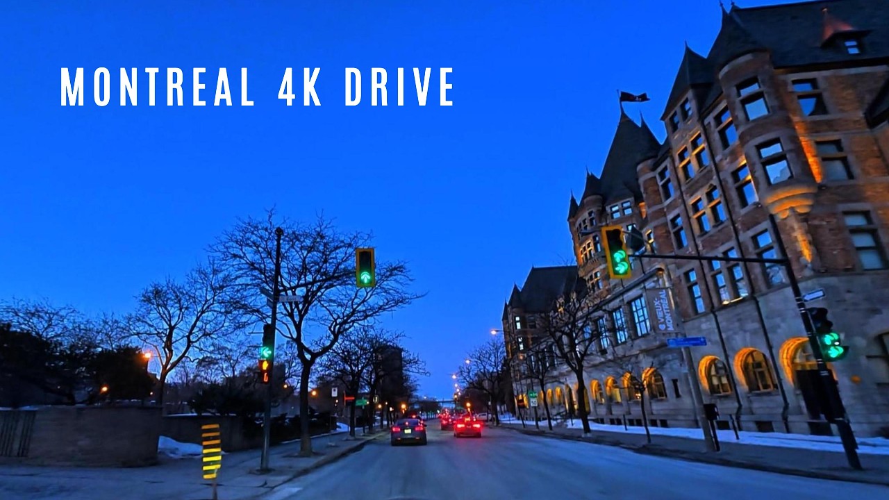Blue Hour Drive in Montréal 🇨🇦 | Old Montréal to Mount Royal in a Calm Winter Evening (4K POV)