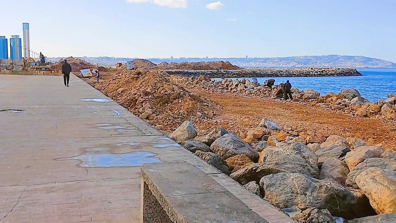 شاهدو انطلاق اشغال الطريق الساحلي على مستوى بلدية برج الكيفان CORNICHE LIDOU NEW EXPRESSWAY