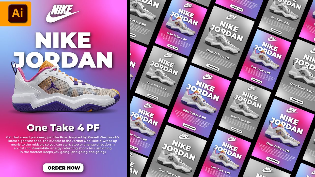 Illustrator CC Tutorial | Graphic Design | Nike Shoe Poster Design ...