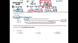 Day 1 - Simplifying Rational Expressions Notes Video