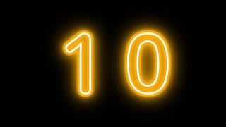 0:10 Neon Timer | Glowing Yellow Countdown | Silent, No Music