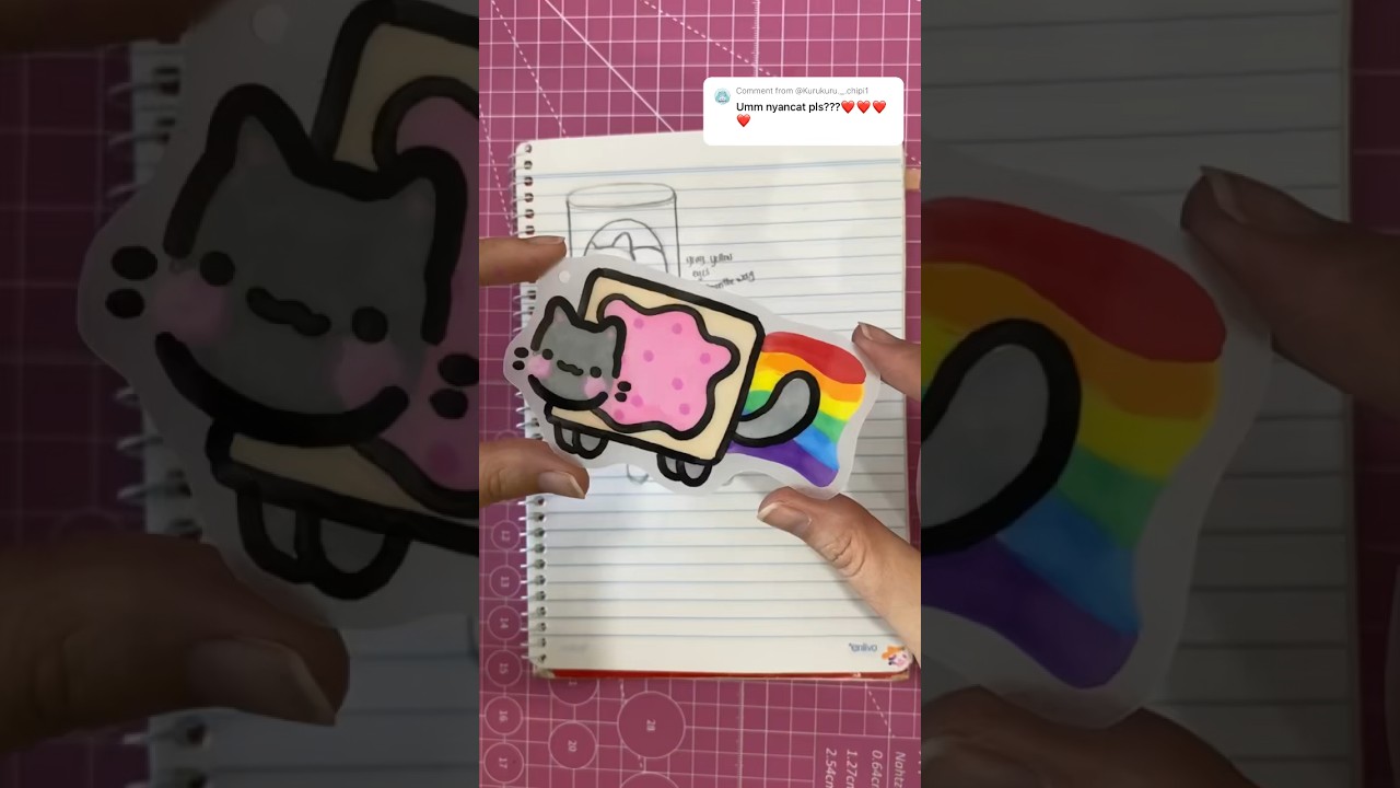 Nyan Cat   art  shrinkplastic  shrinkydink  kawaii  shrinkydinks  diy  diycraft  cute  handmade