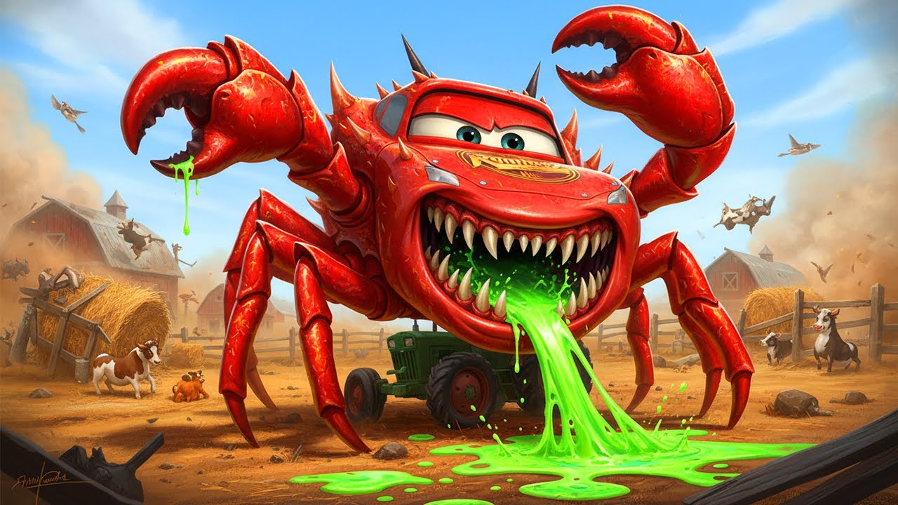 Farm Night Chaos: Crab Robot McQueen vs the Whole Village [EP1]