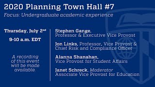 JHU Virtual Town Hall #7: Undergraduate Instruction