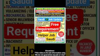 Saudi 🇸🇦Job Update Today 2026 | Free Requirement Job Saudi construction Job Helper job Saudi #shorts