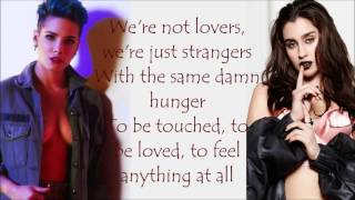 Video thumbnail of "Halsey ~ Strangers ft. Lauren Jauregui ~ Lyrics"