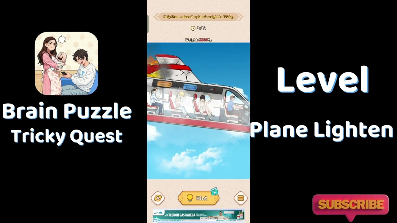 Brain Puzzle Tricky Quest Plane Lighten Walkthrough