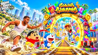 GTA 5 : Franklin & Shinchan🤣 Went to Subway Surfers World  🤩 Full Fun #bommalu #gta5telugu #gta5 screenshot 1